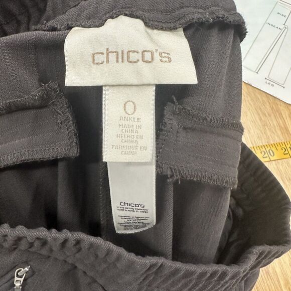 Chico's Women’s Size 0 Small Pull On Pants‎ Elastic Waist Casual Stripes Pockets - Picture 9 of 11